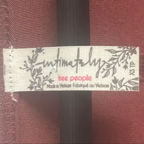 Free People  Deep Mauve Jersey Knit Long Sleeve Split V-Neck Top