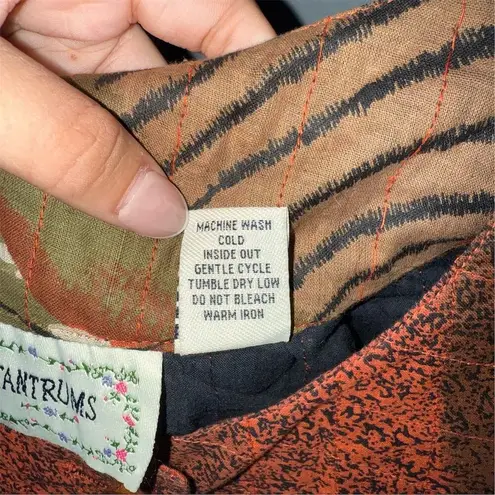 Tantrums Women's 3/4 Sleeve Button Front Jacket Top petite Multicolor Brown Size undefined