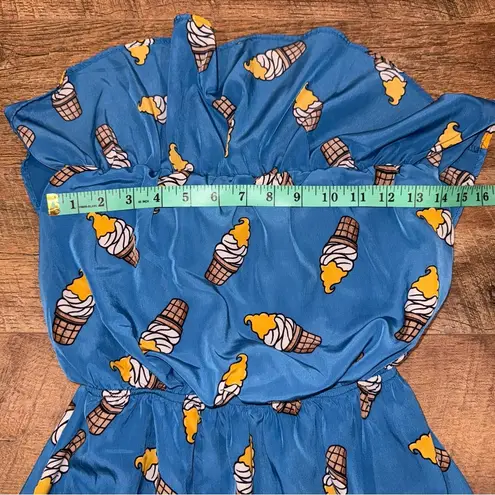 Peaches Ń Cream Strapless Blue Dreamsicle Ice Cream Print Women’s Dress