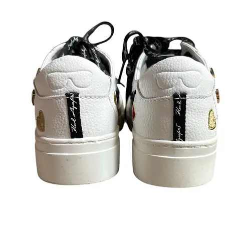 Karl Lagerfeld Paris Cate Pins Bright White Tumbled Leather Sneakers Size 5