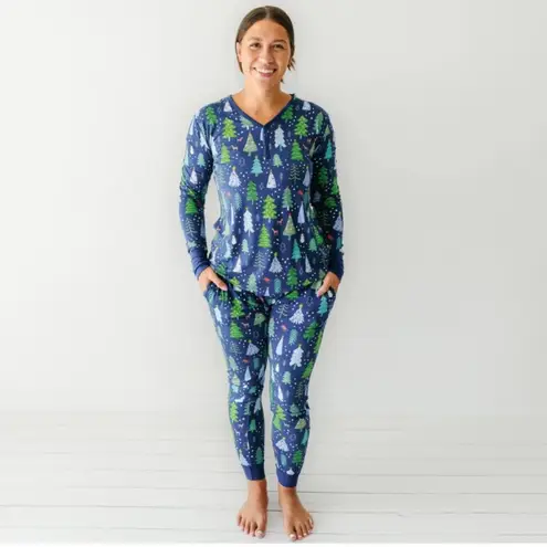 Little Sleepies Merry & Bright Holiday Lightweight Jogger Long John Pajama Pants Blue Size M