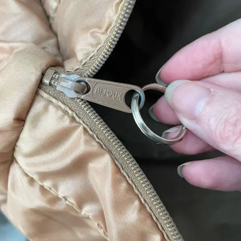 Vintage 70s 80s Bijoux Tan Puffy Nylon Bag Satchel Tote Purse Caramel Large