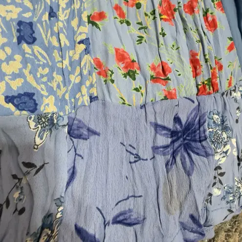 Cute Options Boho Patchwork Maxi Skirt Rayon, One Size (Approx. L/XL) Blue