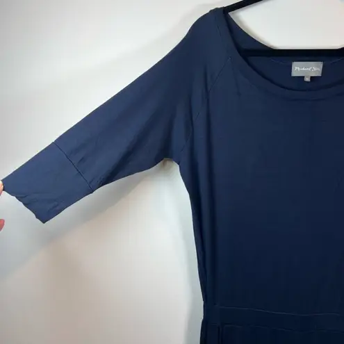 Michael Stars Womens 3/4 Sleeve Jumpsuit Navy Blue Stretch Lightweight Sz Medium