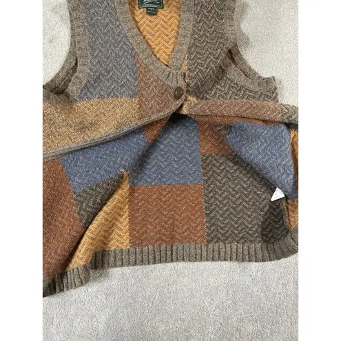 Woolrich  XL Herringbone Colorblock Lambswool Asymmetrical Button Sweater Vest