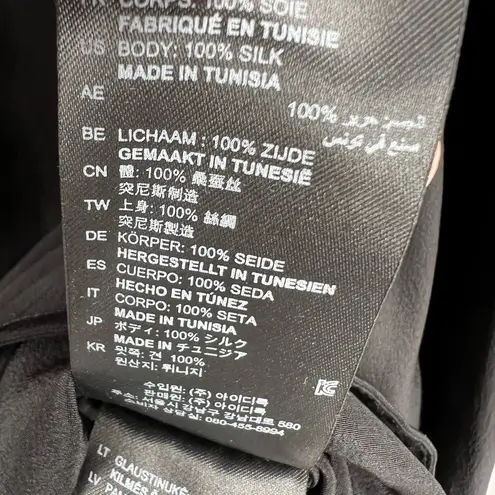 Sandro Silk Blouse Black Lace Up Neck Business Office Night Out Size 1 / Small