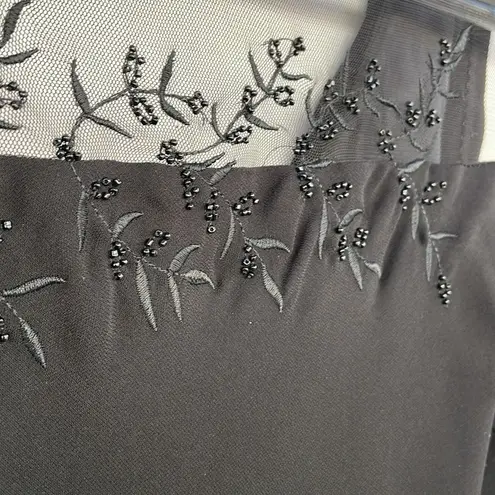 Coldwater Creek Black Dress Sheer Whimsigoth Beaded Overlay Draped Back 10