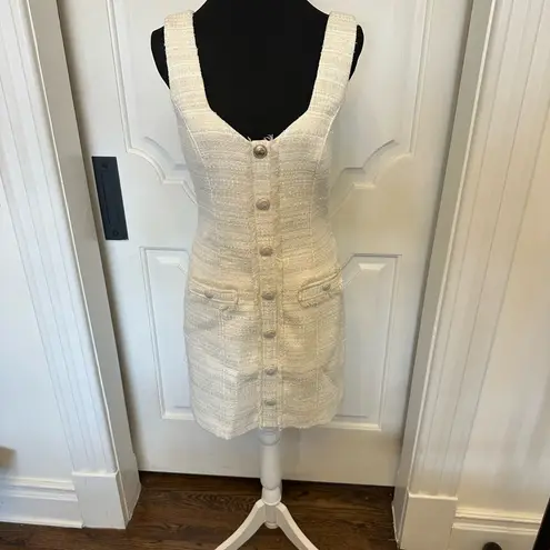 Guess by Marciano Eco Cream Tosca Tweed Mini Dress Boucle NEW Tags