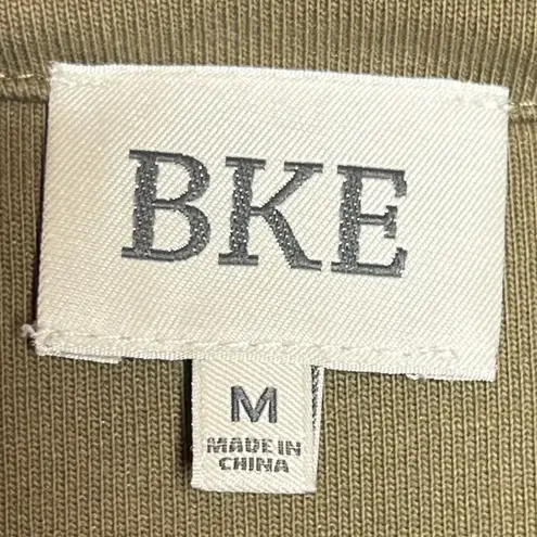 BKE Dusty Olive Green Lace-Up Pullover Sweatshirt Raw Hem Relaxed Fit Size M