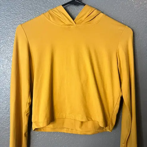 Hot Kiss Size M Mustard Yellow Long Sleeve Cropped Pullover Hoodie