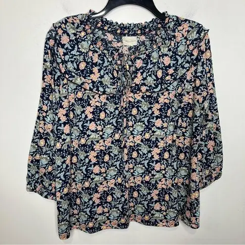MELLODAY floral 3/4 sleeve pinafore blouse women’s size medium