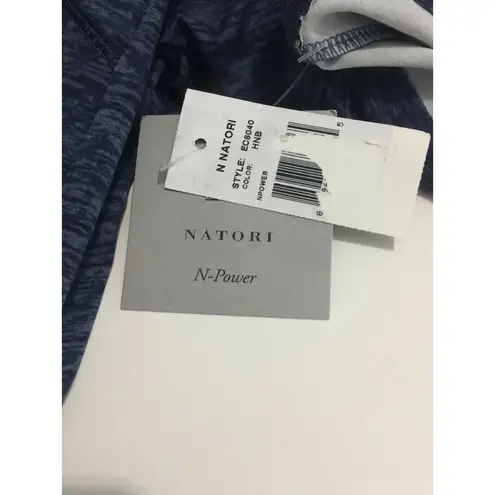 Natori N Power Size Small Shirt Athleisure Heather Blue V Neck Short Sleeve NEW