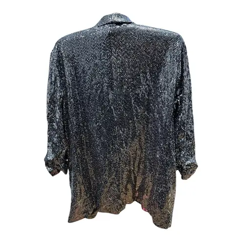 Silver Shimmering Blazer with Relaxed Open Front Size M