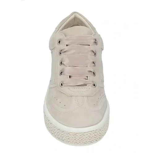 Geox D Leelu grey suede ribbon lace up sneaker size 6 Gray