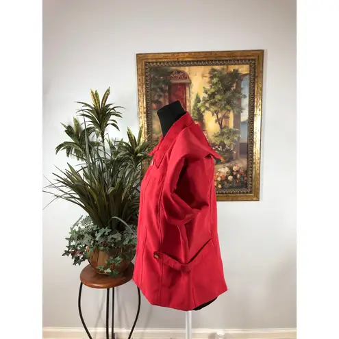 Positive Attitude Women M Red Jacket Full Zipper Front Long Sleeve Faux Suede Size M