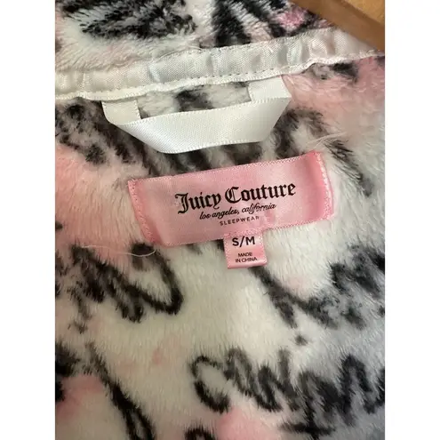 Juicy Couture  Sleepwear Watercolor Logo Tie Belt Plush Fleece Short Robe S/M