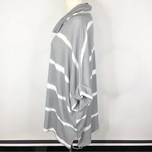 143 Story // LINE UP Gray White Striped Mock Neck Dolman Pullover Small