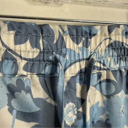 VERO MODA NWT Blue & White Floral Wide Leg Pants Elastic Waist Silky Feel XL