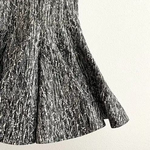 Rubin Singer Vintage Leather Black White Gray Print Collared Flounce Dress 0