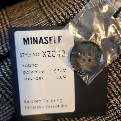 Mina Self Womens Brown Plaid Double Breasted Blazer Size L Office Workwear Size L - Image 6