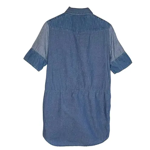 Maje Women’s Mixed Chambray Blue Pearl Snap Front Western Mini Dress