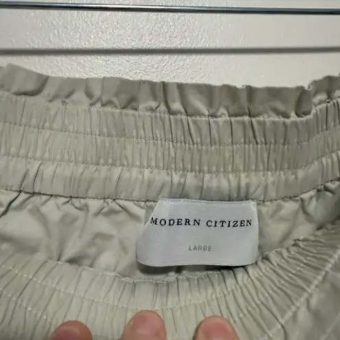 Modern Citizen  Paula Smocked-Waist Organic Cotton Wide Leg Pant Light Khaki