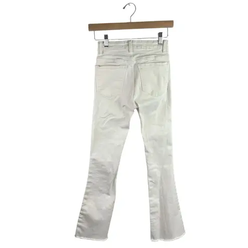 ZARA  Women's White Mid Rise Raw Hem Flared Bootcut Bell Bottom Denim Jeans Sz 0