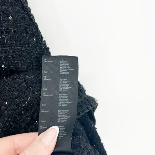 Maje V-Neck Tweed Sequin Tank Top S (1) Black