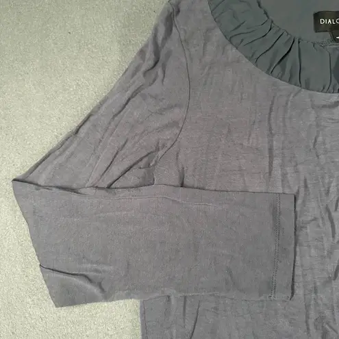 Dialogue Shirt Womens Small Blue Long Sleeve Detail Neck Pullover Blouse Top