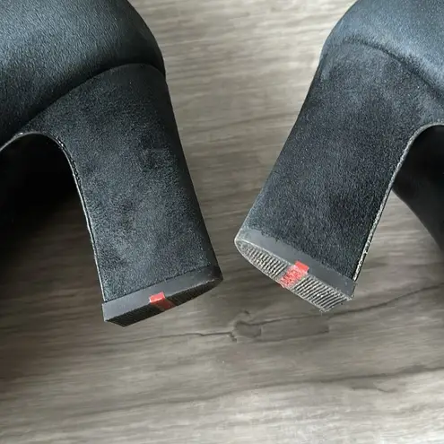 Black Suede Bowtie Toe Booties Size 8.5