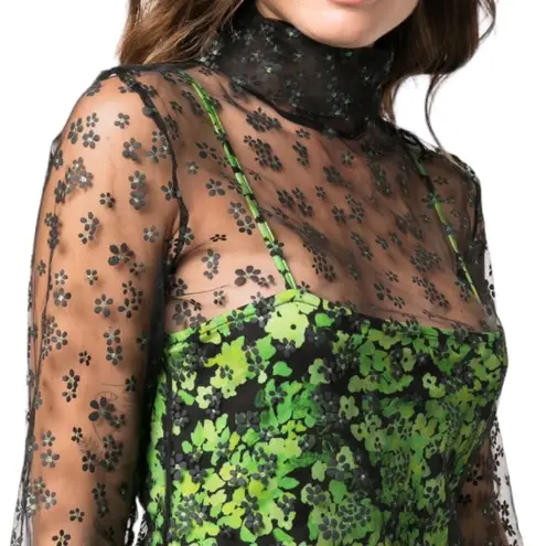 NEW Stine Goya Ibi Floral Pointilism Mesh Overlay Dress with Flaw Size XS