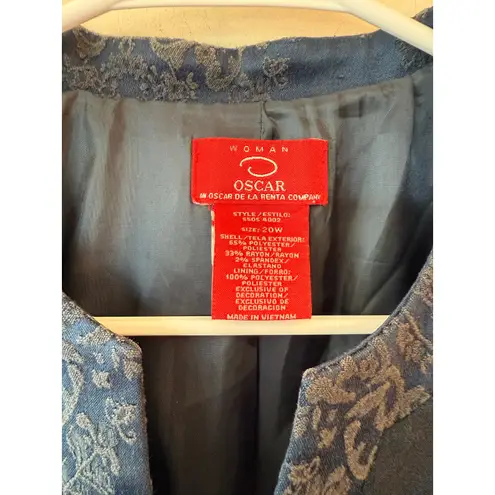 Vintage Oscar by Oscar De La Renta Hook and Eye Blazer Blue Women's Plus 20W