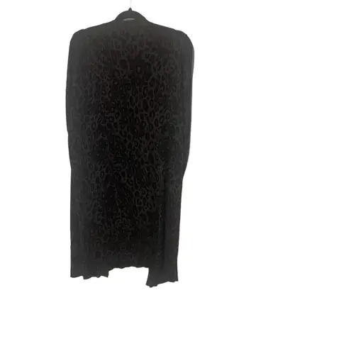 Terra & Sky Women's Size 0X Soft Dark Green Cheetah Long Cardigan Sweater