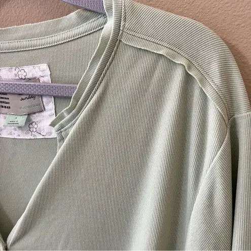 Anthropologie  Saturday Sunday Green Faux Wrap Shirt Top Womens S Small Blouse