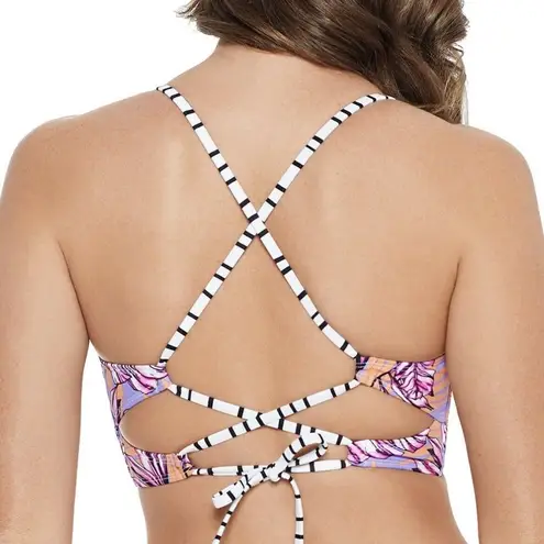 The Cove Salt +  Lilac Hawaii Printed Bikini Top Small