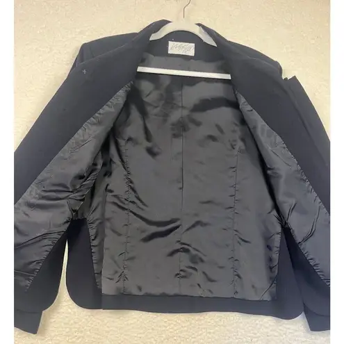 Vintage Lord & Taylor Women Embroidered Wool Blazer Knot buttons Size 14 Black