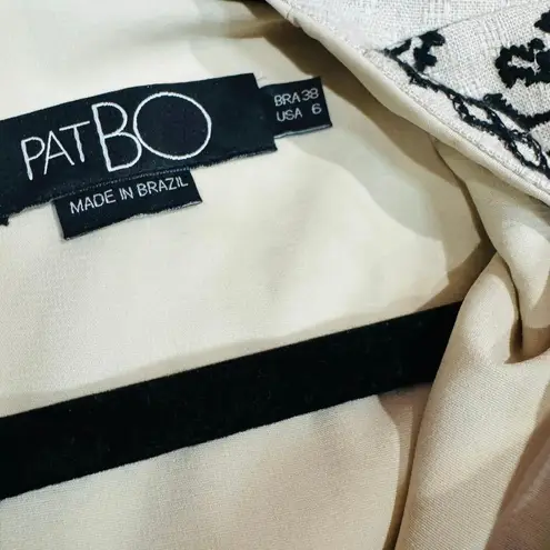 PatBO Sleeveless Linen Tan and Black Embroidery Maxi Sun Dress sz 6