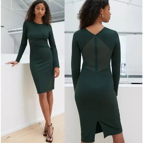 Babaton NWT Scarab Green Fluoresce Long sleeve Mesh Cutout Mini Dress Size 2