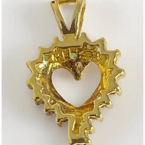 RSE Robert Seemann Sterling Silver 925 Vermeil Emerald & Diamonds Heart Pendant Gold