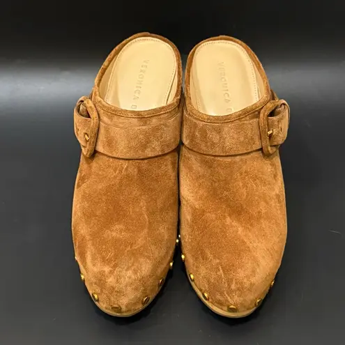 Veronica Beard “Dacey” Clogs Brown Pecan Suede Platform Mules Slip On Sandals 8M - Image 2
