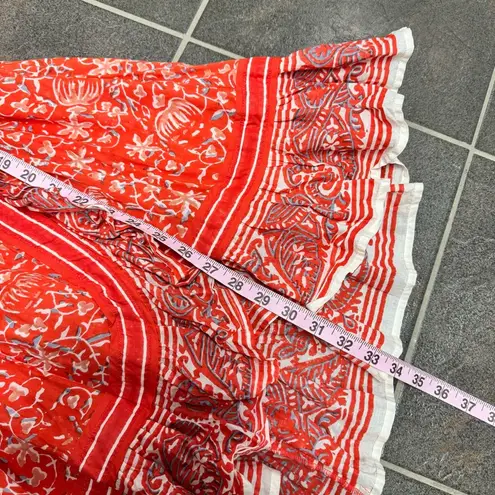 Cleobella Blair Tassel-Cuff Ruffle Short Sleeve Mini Dress Floral Orange Small S