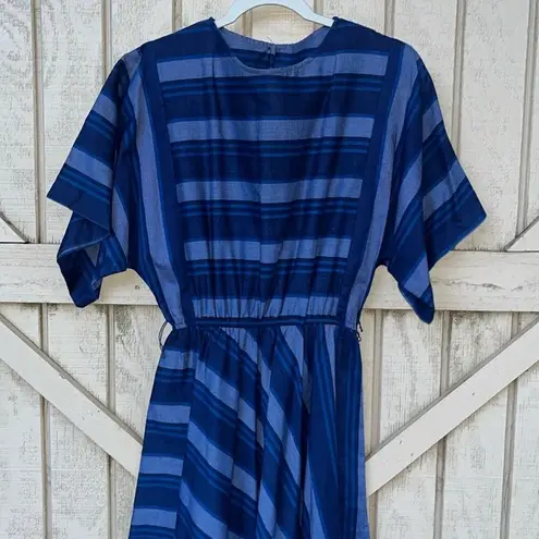 Vintage 70s short sleeve modest dress with stripes 80s