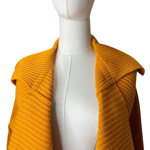 Bellamie Mustard Ribbed Knit Wrap Sweater Jacket M | Asymmetrical cardigan