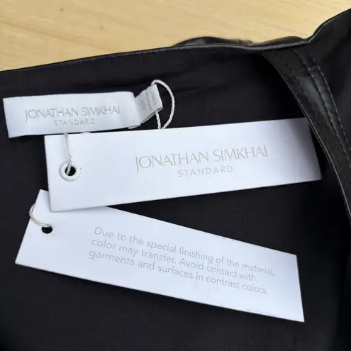 Jonathan Simkhai Standard Abra patent crinkle vegan leather bustier dress XS NWT Black