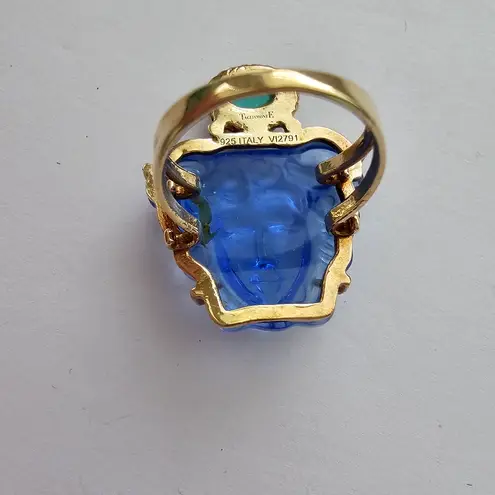 Tagliamonte Glass Medusa & Turquoise Cocktail Ring Statement Ring Medusa Head Blue