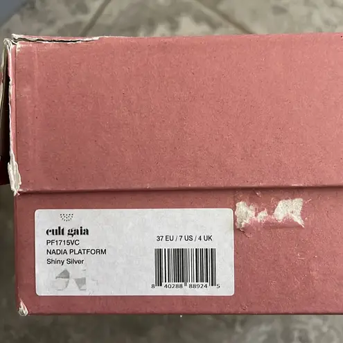 Cult Gaia Nadia Platform Sandals in Shiny Silver, NWT, Size EU 37