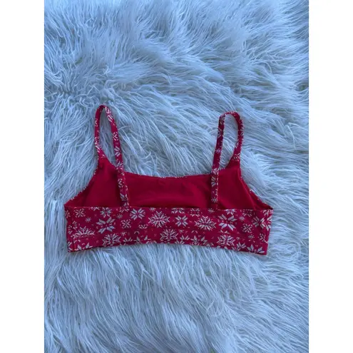 SKIMS Fits Everybody Scoop Bralette Red Snowflake Fair Isle Size XL - Image 5