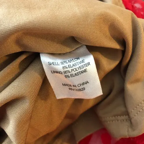 Majorelle Dress Strapless Ruched Sheer Overlay Polka Dot Red M