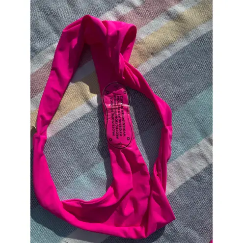 NWOT, Brand Unknown, Hot Pink Bikini Set, Tie Front Top & High Cut Bottom Sz XL