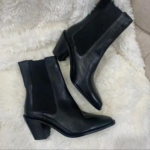ZARA Black Leather Heeled Cowboy Ankle 2172/610 Boots Booties